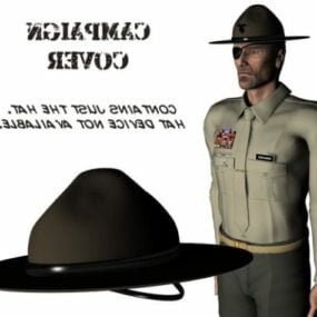 Personaje de soldado con sombrero de cubierta modelo 3d