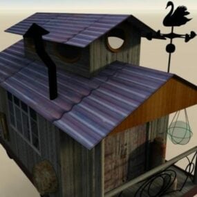 3д модель дома со стальной крышей