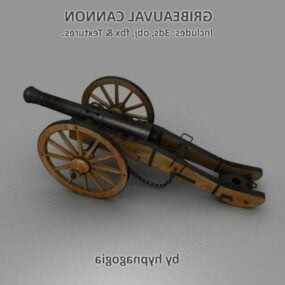 Modelo 3D de artilharia de canhão vintage