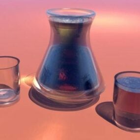 Coffee Cup And Glasses 3d model