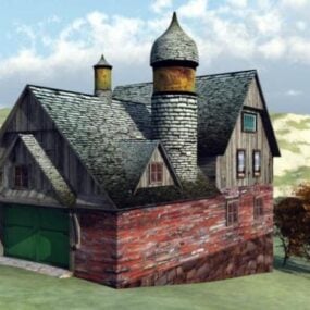 Snow On Roof Cottage House 3d model