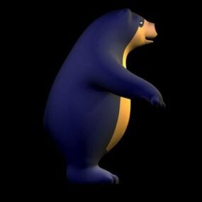 Słodki gruby animowany niedźwiedź Model 3D