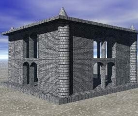 Castle With Village Isometric Architecture 3d model