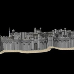 Keskiaikainen Big Stone Castle 3d malli