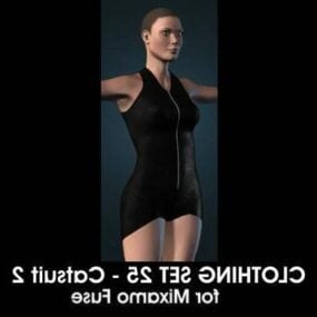 Short Catsuit Fashion For Girl Character 3d model