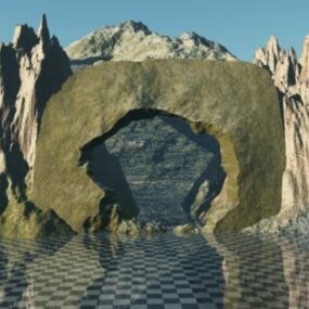 نموذج منظر جبل الكهف ثلاثي الأبعاد