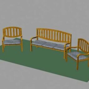 간단한 나무 의자 가구 갈색 색상 3d 모델
