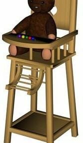 Krzesło dziecięce z wypchaną zabawką Model 3D