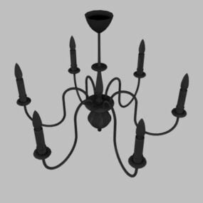 Ceiling Lamp Chandelier Black Wrought Iron 3d model