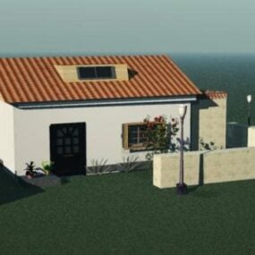 Model 3D śródziemnomorskiego domu na dachu