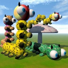Model 3D postaci z kreskówki gąsienicy