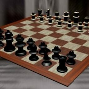 Jeu d'échecs Échiquier en bois modèle 3D