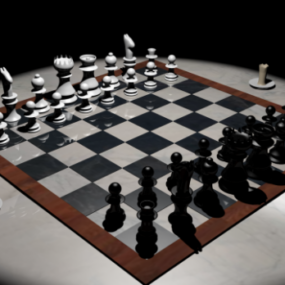 Juego de ajedrez Negro Blanco Clásico modelo 3d