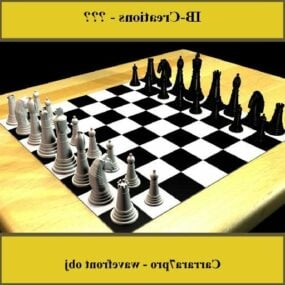 لعبة الشطرنج باللون الأسود والأبيض نموذج ثلاثي الأبعاد