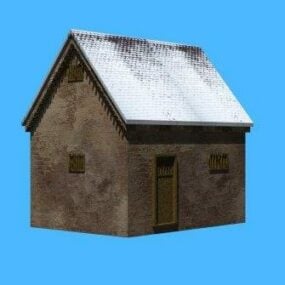 Chinese House Building in Winter 3d model