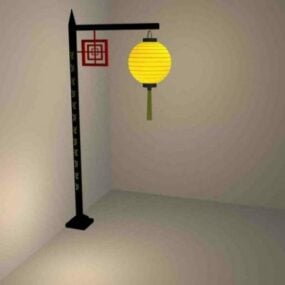 3д модель Китайской антикварной колонны-фонарика
