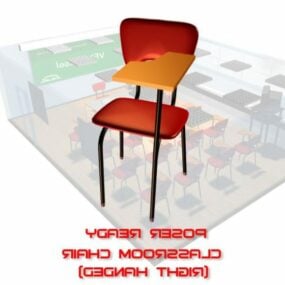 כיסא כיתה עם שולחן דגם תלת מימד