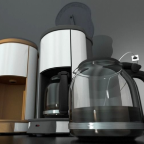 Moderne Kaffeemaschine mit Topf Rigged 3d Modell