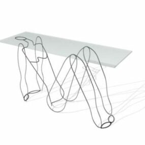 שולחן קפה פלטת חוט זכוכית תלת מימדית