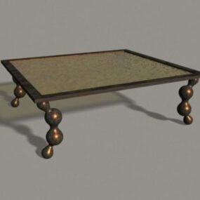 Marmurowy stół do jadalni z miską owoców Model 3D