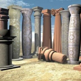 3д модель греческих колонн заброшенной древней архитектуры