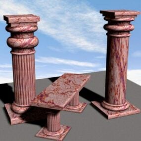 Stenen kolom oude architectuur 3D-model