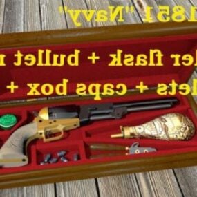 Arma Colt vintage com acessórios de caixa Modelo 3D