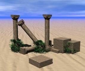 그리스 기둥 버려진 고대 건축 3d 모델