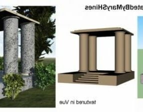 Estrutura de pérgula de pedra estilo vintage modelo 3D