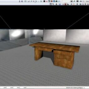 طاولة كمبيوتر خشبية عتيقة موديل 3D