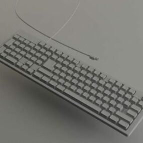 Datortangentbord med tråd 3d-modell