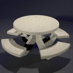 Round Coffee Table And Stools 3d model