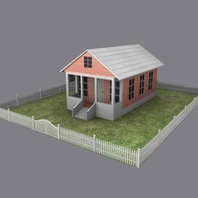 منزل كوخ مع حديقة نموذج 3D