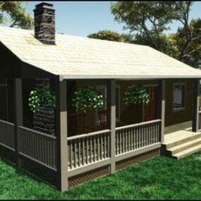 Cottage House With Porch 3d model