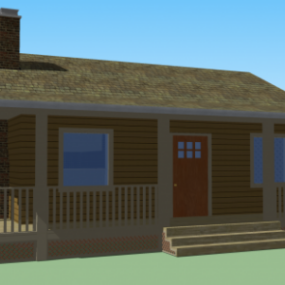 Stuga hus med omgivande veranda 3d-modell