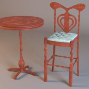 Counter Table With Bar Stool 3d model