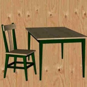 Country Table With Chair Furniture 3d model