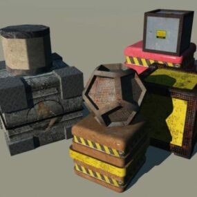 Gammel Crate Stack 3d-modell