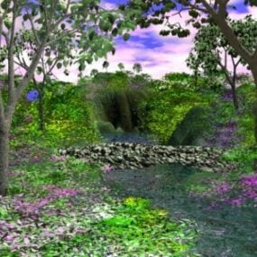 숲 풍경의 크릭 3d 모델