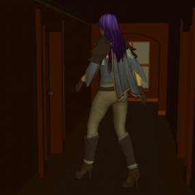 Creepy Hallway With Travel Character 3d model