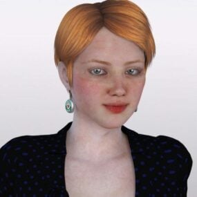 Karakter Gadis Rambut Pirang Dengan Anting model 3d