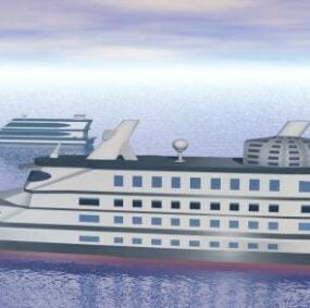 Μεγάλο ταξιδιωτικό κρουαζιερόπλοιο τεσσάρων ορόφων 3d μοντέλο