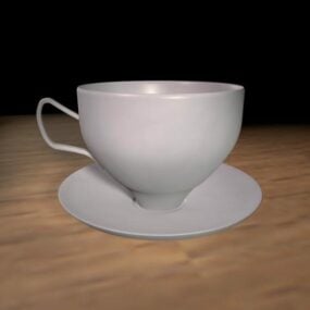 نموذج فنجان الشاي والصحن ثلاثي الأبعاد