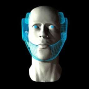 Modello 3d dell'uomo testa di cyborg