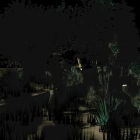 3D-Modell der dunklen Waldlandschaft