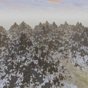 3D-Modell der Bergwald-Strandlandschaft