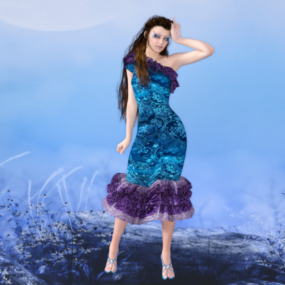 Girl With Beautiful Dress 3d model