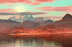 مشهد غروب الشمس في الصحراء نموذج ثلاثي الأبعاد