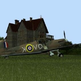 דגם 3D מפורט של Spitfire Vintage Aircraft