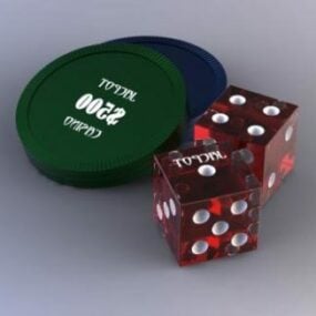 Model 3d Game Dice And Chip Coin